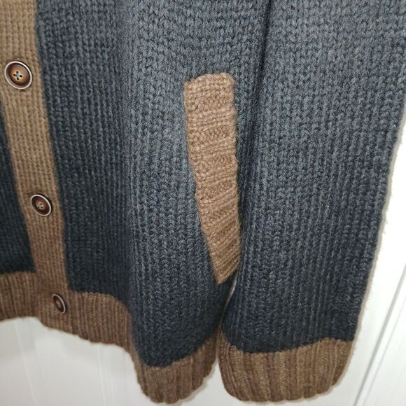 ROWN Men Cardigan Button Sweater XXL Blue Brown Preppy Work Outdoors Grandpacore - Picture 7 of 16